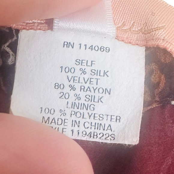 Y2K Blouse Fairy Long Sleeve Flared Silk Whimsigoth Boho Patterned Red Medium - Picture 7 of 8